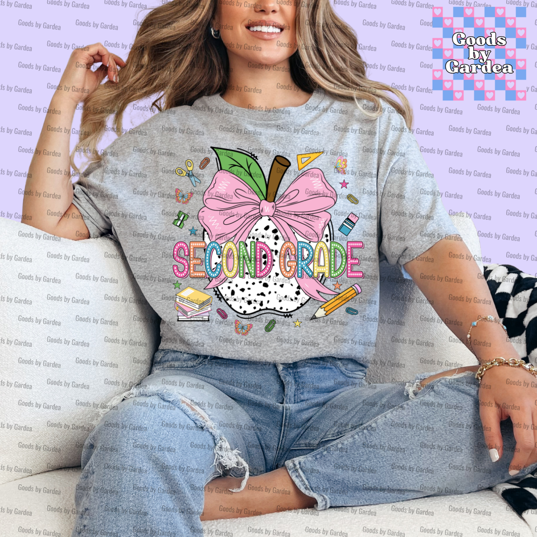 Teacher Apple Bow Grade Level Shirt