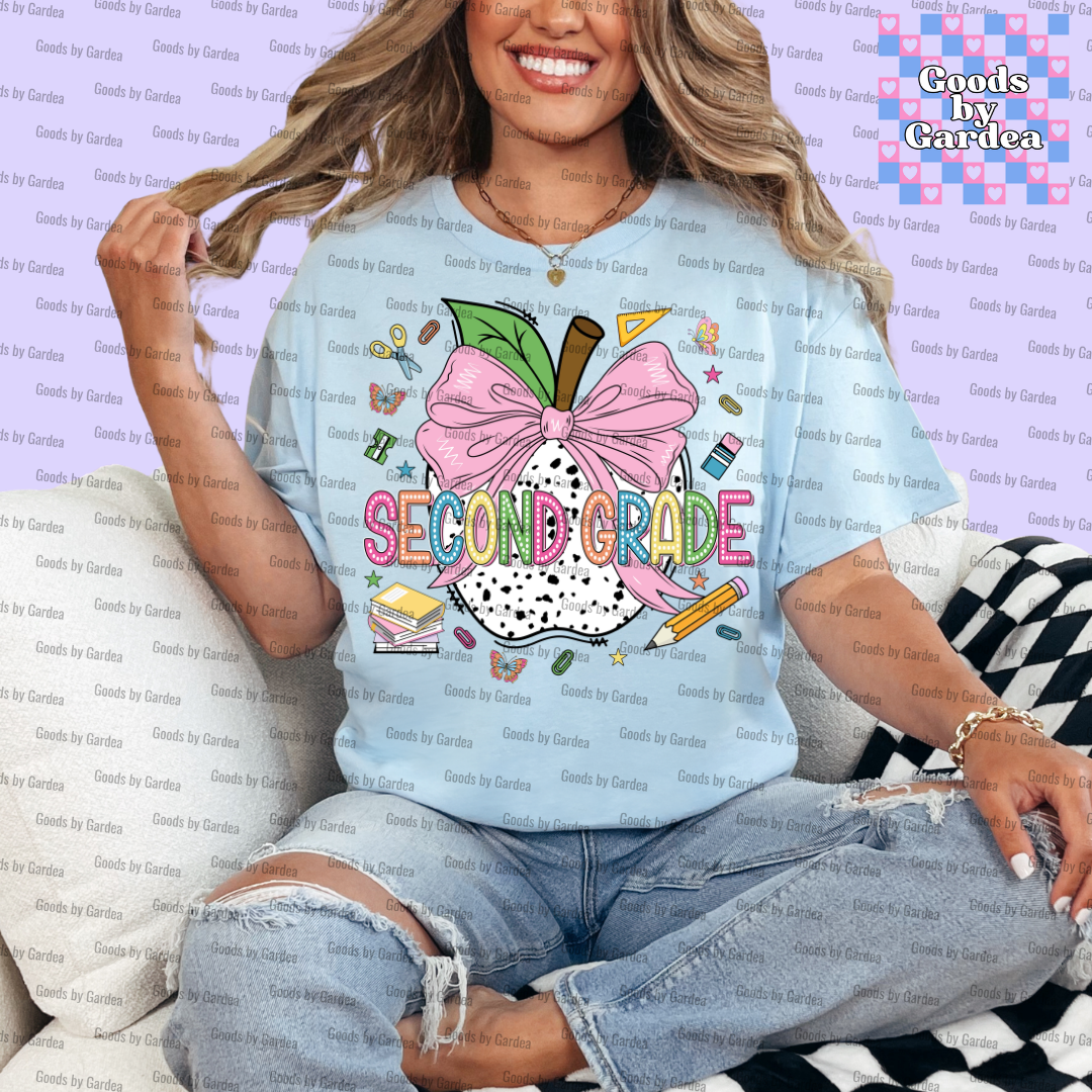 Teacher Apple Bow Grade Level Shirt