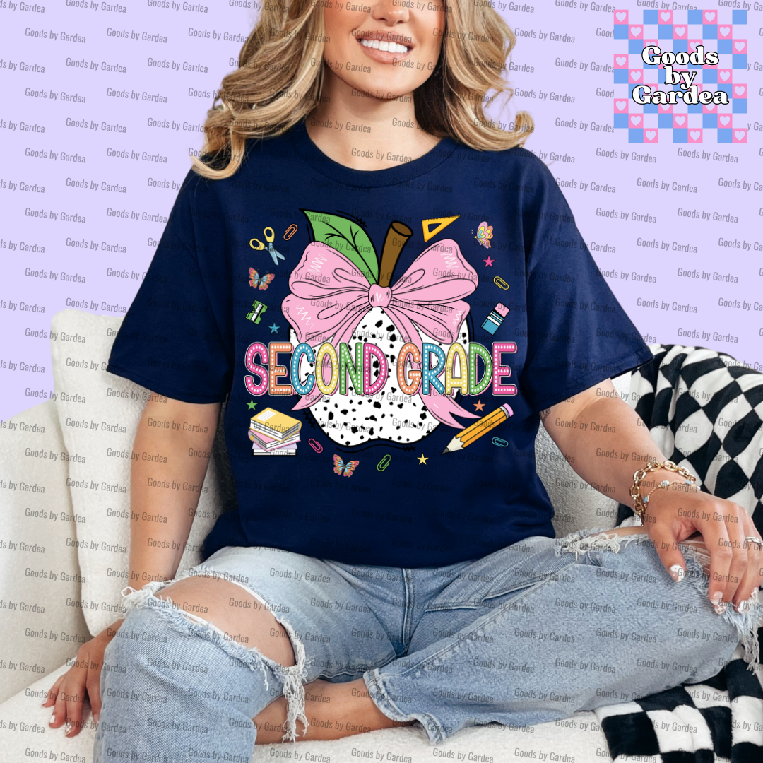 Teacher Apple Bow Grade Level Shirt