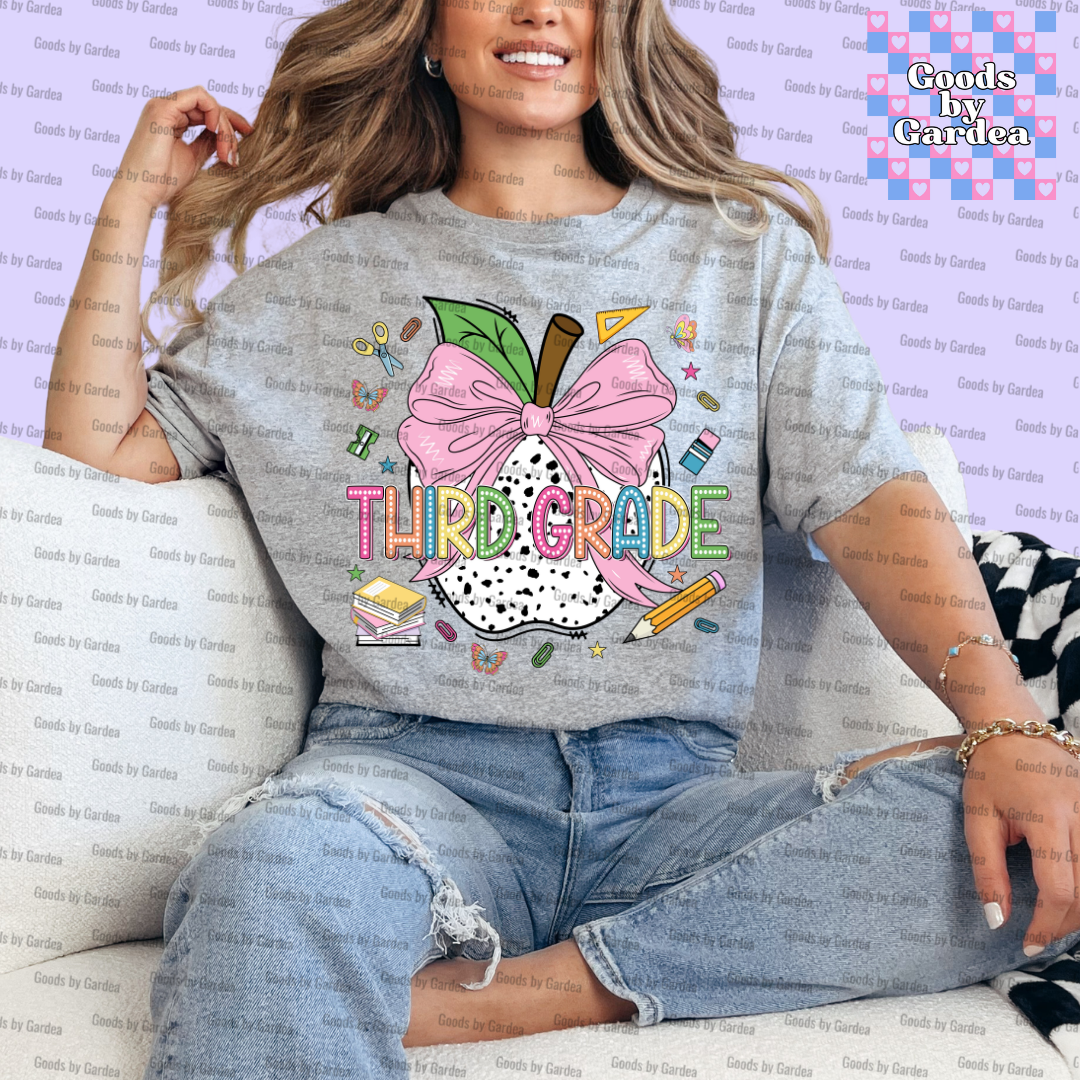 Teacher Apple Bow Grade Level Shirt