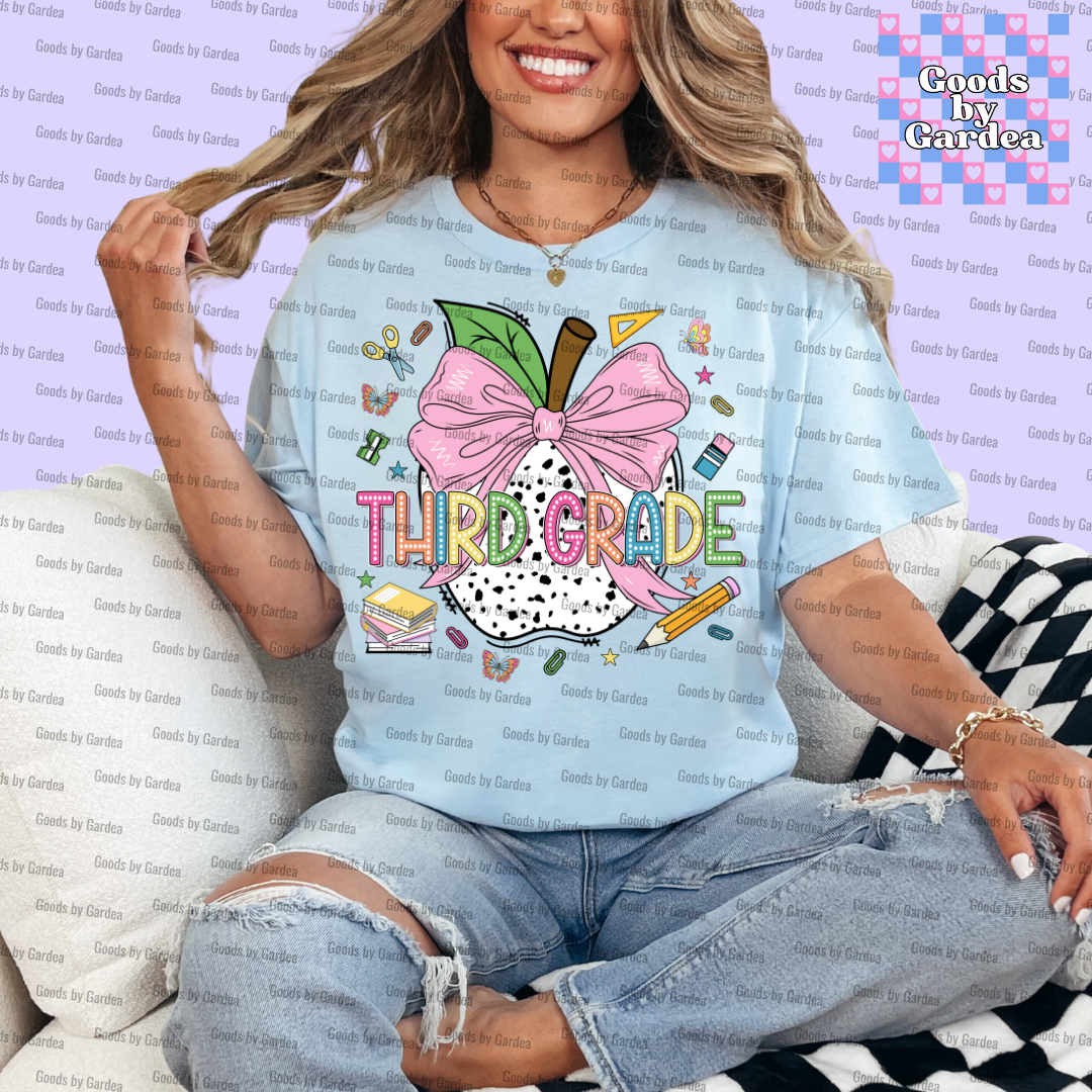 Teacher Apple Bow Grade Level Shirt