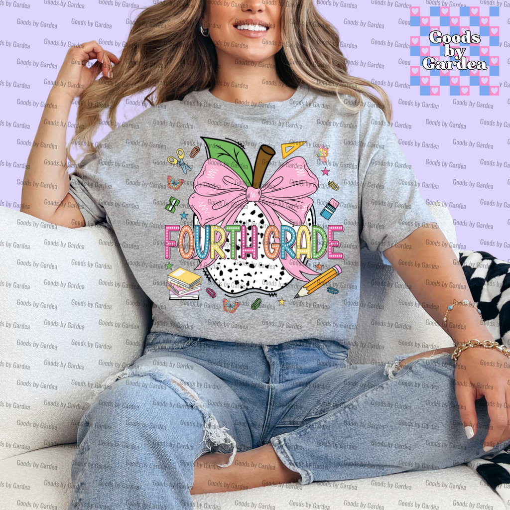 Teacher Apple Bow Grade Level Shirt