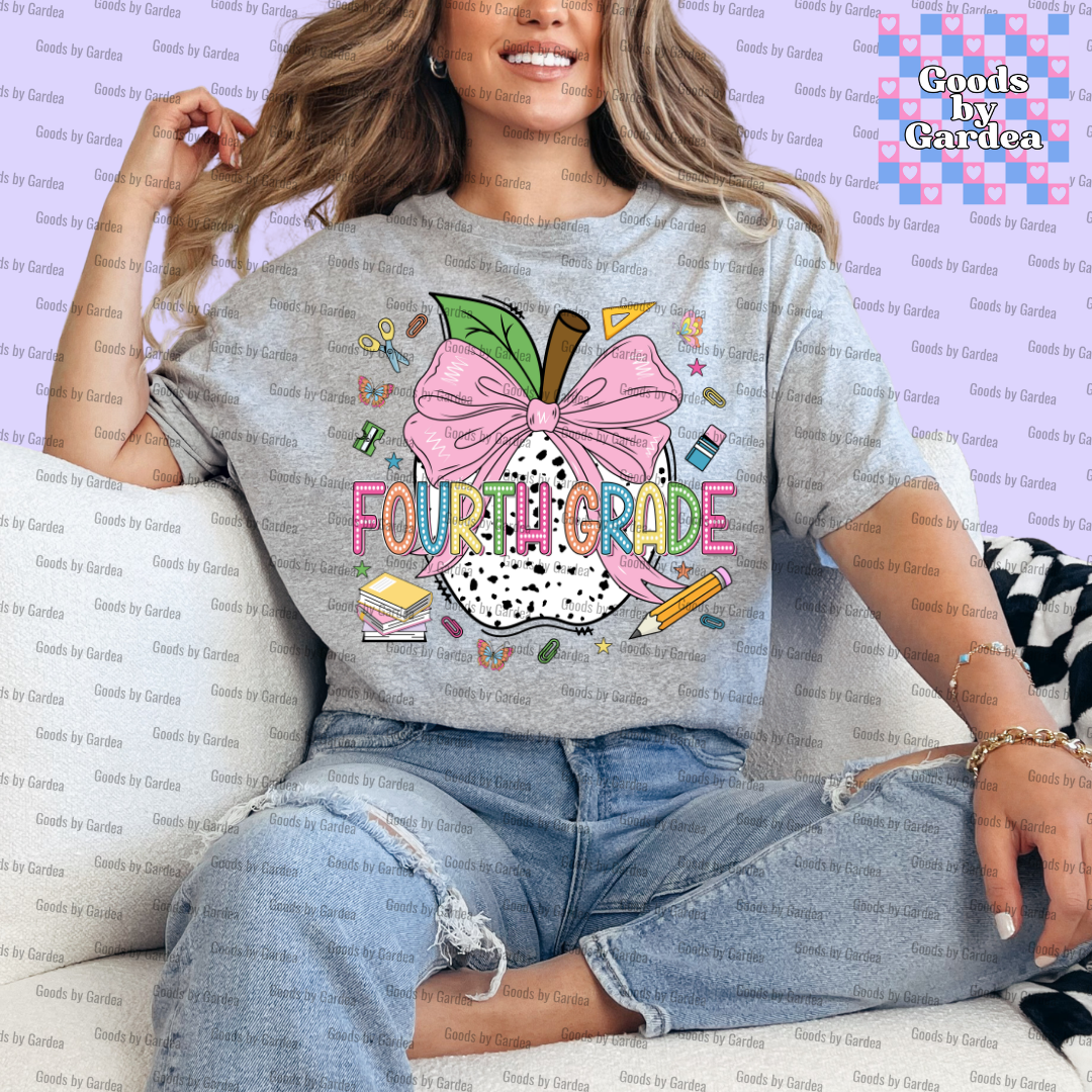 Teacher Apple Bow Grade Level Shirt