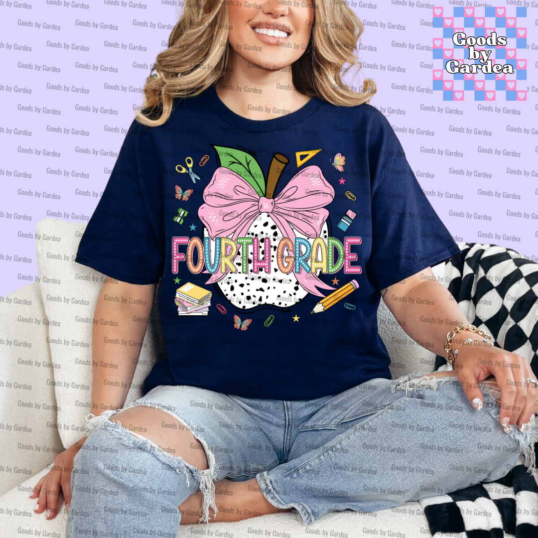 Teacher Apple Bow Grade Level Shirt