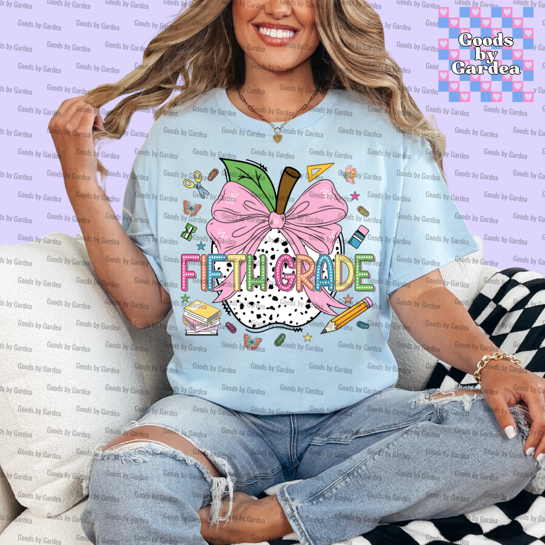 Teacher Apple Bow Grade Level Shirt
