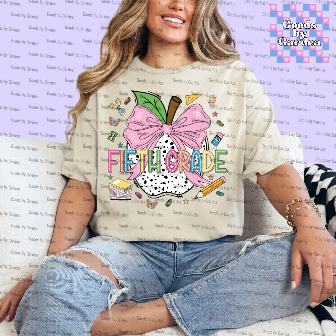 Teacher Apple Bow Grade Level Shirt