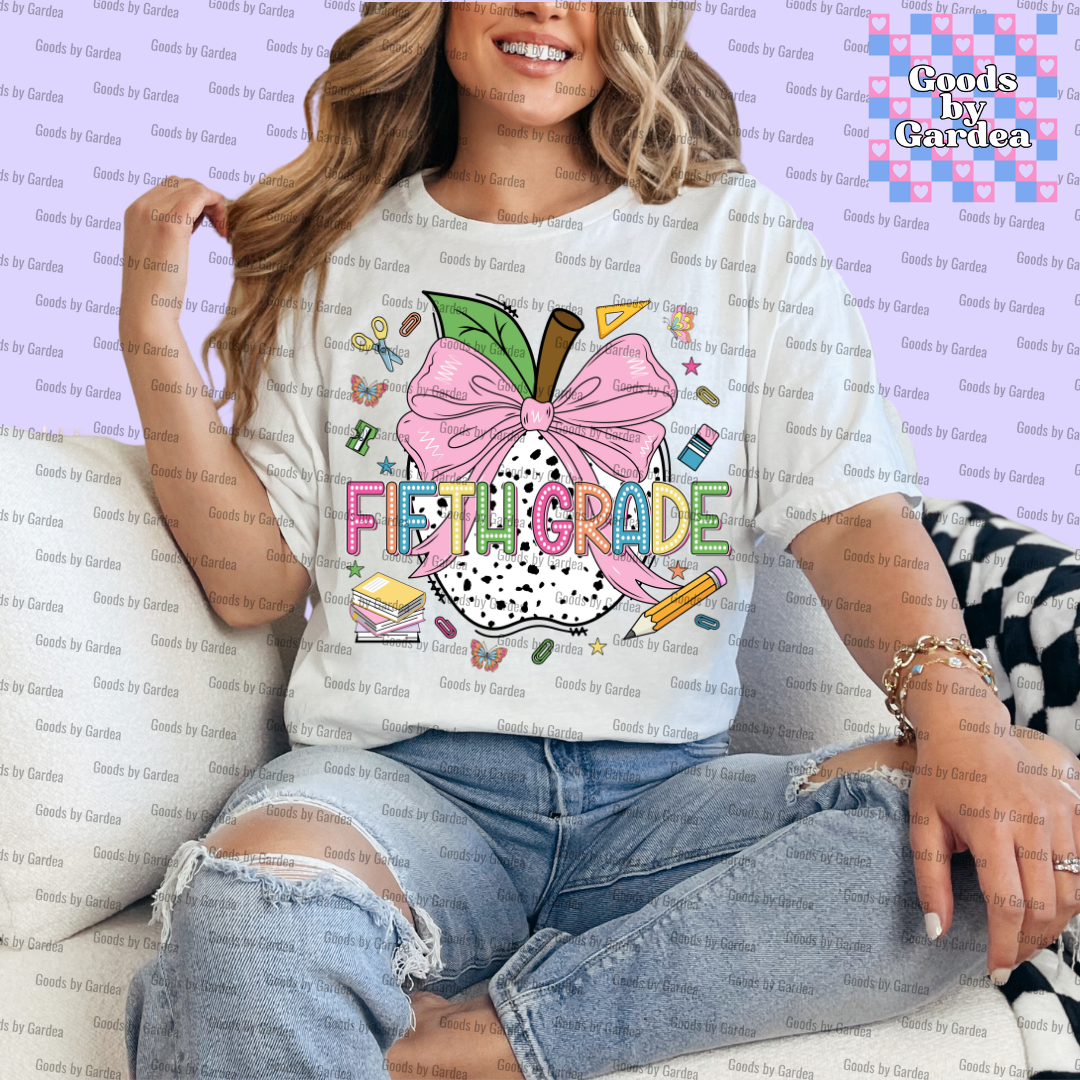 Teacher Apple Bow Grade Level Shirt